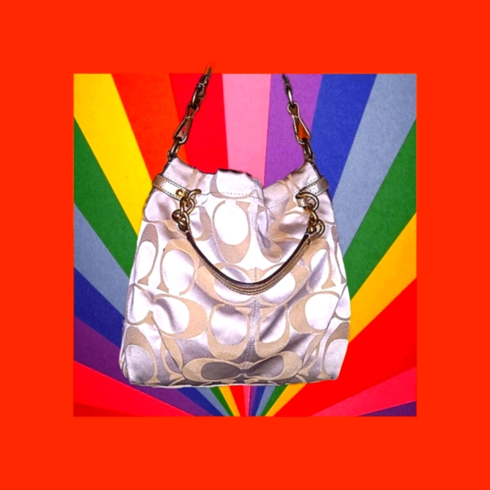 Coach Gold Brooke Sateen Signature Shoulder Bag